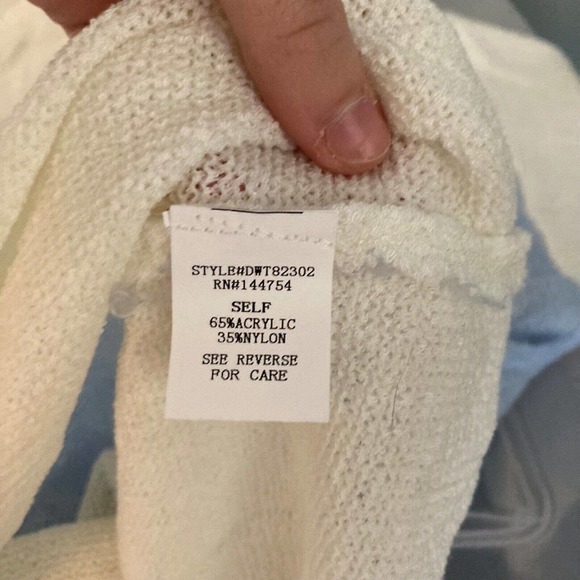 Davi & Dani Sweater Womens Sz M Ivory Blue Colorblock Long Sleeve Boat Neck - Picture 5 of 8